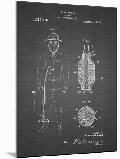 PP607-Black Grid Gas Mask 1918 Patent Poster-Cole Borders-Mounted Giclee Print