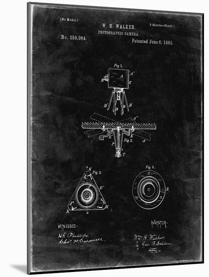 PP609-Black Grunge Antique Camera Tripod Head Improvement Patent Poster-Cole Borders-Mounted Giclee Print