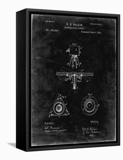 PP609-Black Grunge Antique Camera Tripod Head Improvement Patent Poster-Cole Borders-Framed Stretched Canvas