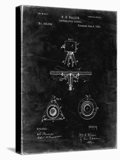 PP609-Black Grunge Antique Camera Tripod Head Improvement Patent Poster-Cole Borders-Stretched Canvas