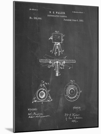 PP609-Chalkboard Antique Camera Tripod Head Improvement Patent Poster-Cole Borders-Mounted Giclee Print