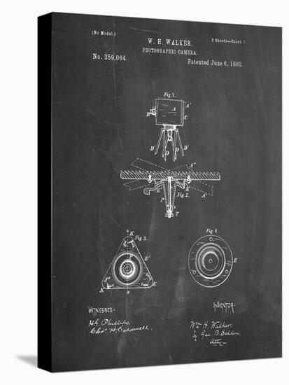 PP609-Chalkboard Antique Camera Tripod Head Improvement Patent Poster-Cole Borders-Stretched Canvas
