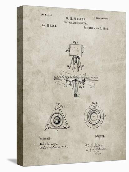 PP609-Sandstone Antique Camera Tripod Head Improvement Patent Poster-Cole Borders-Stretched Canvas