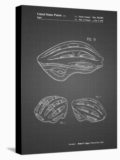 PP610-Black Grid Bicycle Helmet Patent Poster-Cole Borders-Stretched Canvas