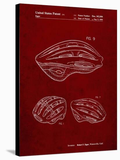 PP610-Burgundy Bicycle Helmet Patent Poster-Cole Borders-Stretched Canvas