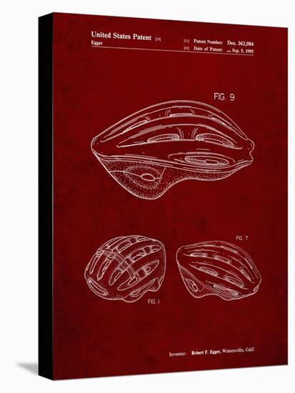 PP610-Burgundy Bicycle Helmet Patent Poster-Cole Borders-Stretched Canvas