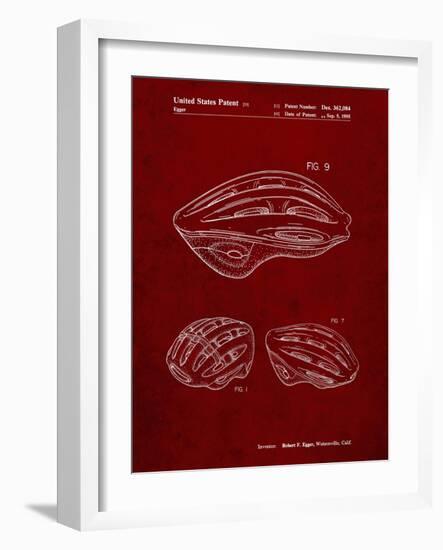PP610-Burgundy Bicycle Helmet Patent Poster-Cole Borders-Framed Giclee Print