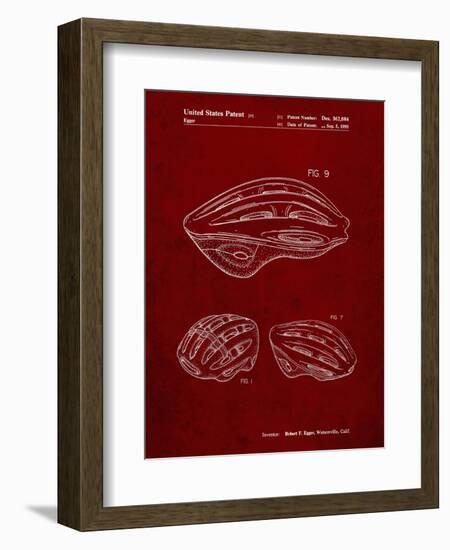 PP610-Burgundy Bicycle Helmet Patent Poster-Cole Borders-Framed Giclee Print