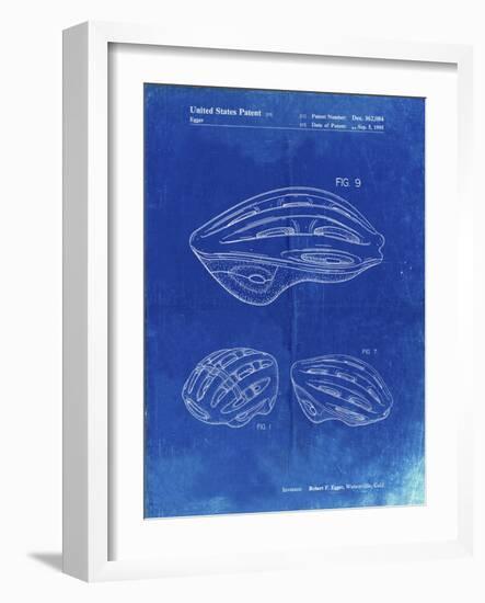 PP610-Faded Blueprint Bicycle Helmet Patent Poster-Cole Borders-Framed Giclee Print