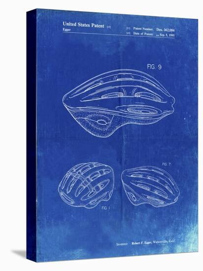 PP610-Faded Blueprint Bicycle Helmet Patent Poster-Cole Borders-Stretched Canvas
