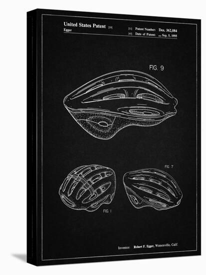 PP610-Vintage Black Bicycle Helmet Patent Poster-Cole Borders-Stretched Canvas