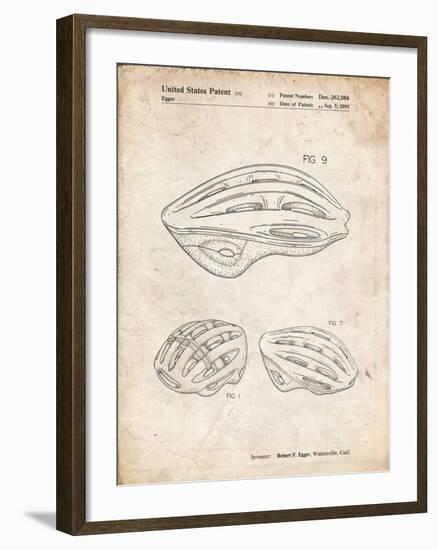 PP610-Vintage Parchment Bicycle Helmet Patent Poster-Cole Borders-Framed Giclee Print