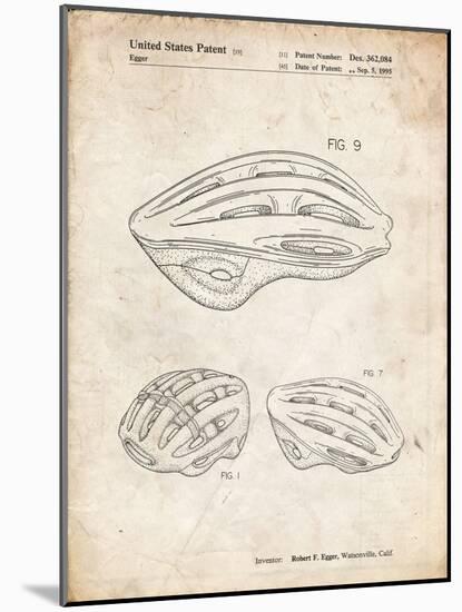 PP610-Vintage Parchment Bicycle Helmet Patent Poster-Cole Borders-Mounted Giclee Print