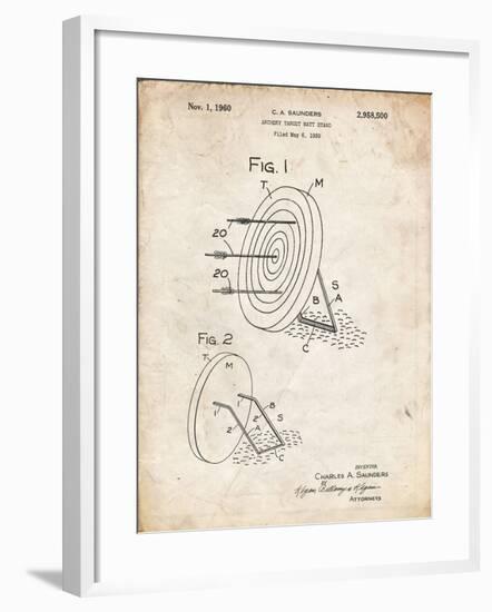 PP613-Vintage Parchment Archery Target and Stand Patent Poster-Cole Borders-Framed Giclee Print