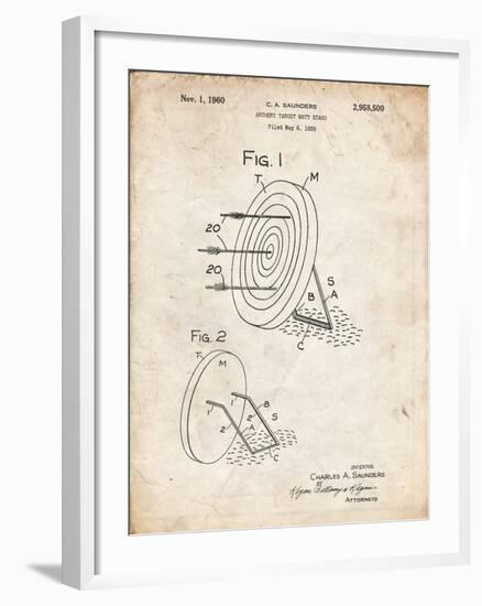 PP613-Vintage Parchment Archery Target and Stand Patent Poster-Cole Borders-Framed Giclee Print