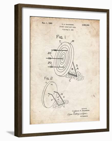 PP613-Vintage Parchment Archery Target and Stand Patent Poster-Cole Borders-Framed Giclee Print