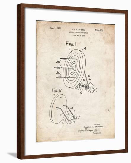 PP613-Vintage Parchment Archery Target and Stand Patent Poster-Cole Borders-Framed Giclee Print