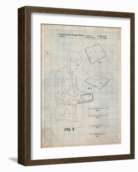 PP614-Antique Grid Parchment iPad Design 2005 Patent Poster-Cole Borders-Framed Giclee Print