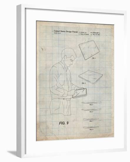 PP614-Antique Grid Parchment iPad Design 2005 Patent Poster-Cole Borders-Framed Giclee Print