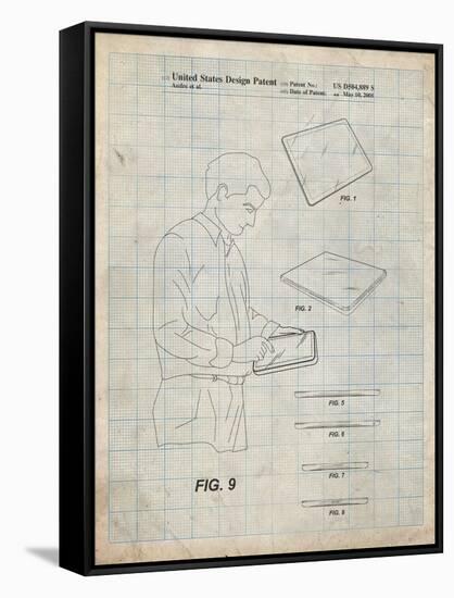 PP614-Antique Grid Parchment iPad Design 2005 Patent Poster-Cole Borders-Framed Stretched Canvas