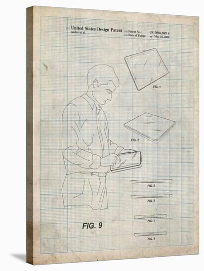 PP614-Antique Grid Parchment iPad Design 2005 Patent Poster-Cole Borders-Stretched Canvas