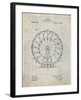 PP615-Antique Grid Parchment Ferris Wheel 1920 Patent Poster-Cole Borders-Framed Giclee Print