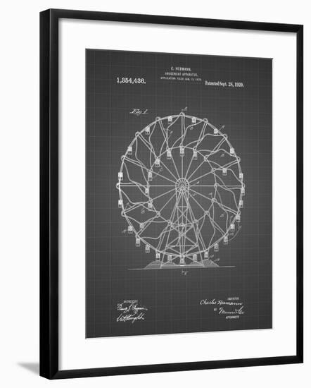 PP615-Black Grid Ferris Wheel 1920 Patent Poster-Cole Borders-Framed Giclee Print