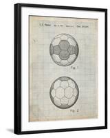 PP62-Antique Grid Parchment Leather Soccer Ball Patent Poster-Cole Borders-Framed Giclee Print