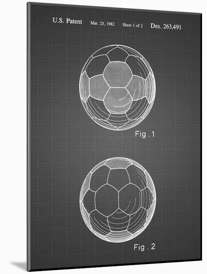 PP62-Black Grid Leather Soccer Ball Patent Poster-Cole Borders-Mounted Giclee Print