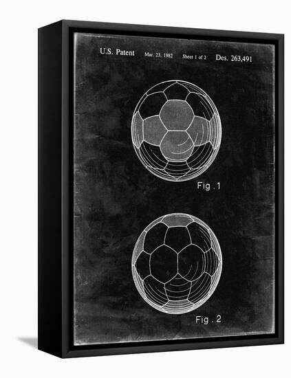 PP62-Black Grunge Leather Soccer Ball Patent Poster-Cole Borders-Framed Stretched Canvas