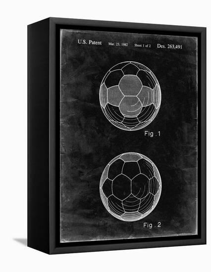 PP62-Black Grunge Leather Soccer Ball Patent Poster-Cole Borders-Framed Stretched Canvas