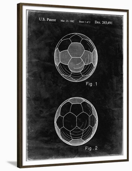 PP62-Black Grunge Leather Soccer Ball Patent Poster-Cole Borders-Framed Premium Giclee Print