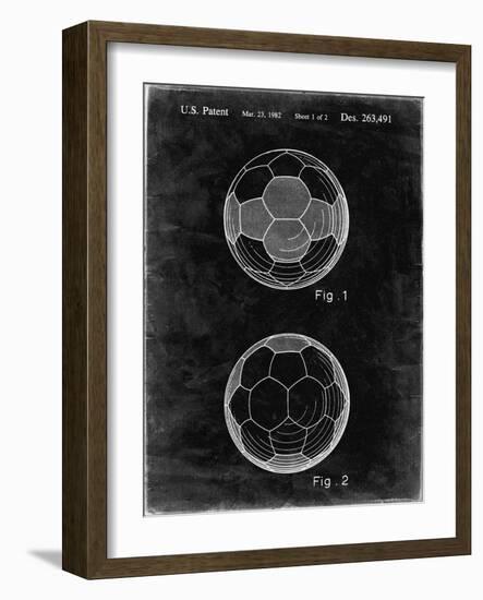 PP62-Black Grunge Leather Soccer Ball Patent Poster-Cole Borders-Framed Premium Giclee Print