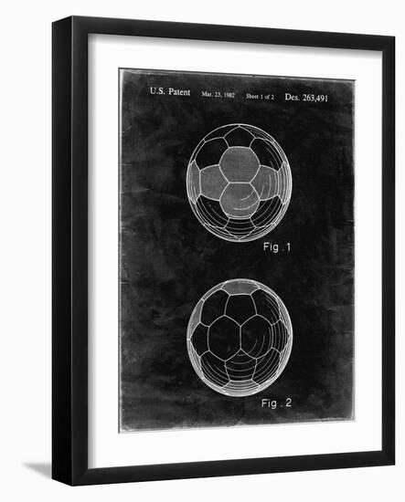 PP62-Black Grunge Leather Soccer Ball Patent Poster-Cole Borders-Framed Premium Giclee Print