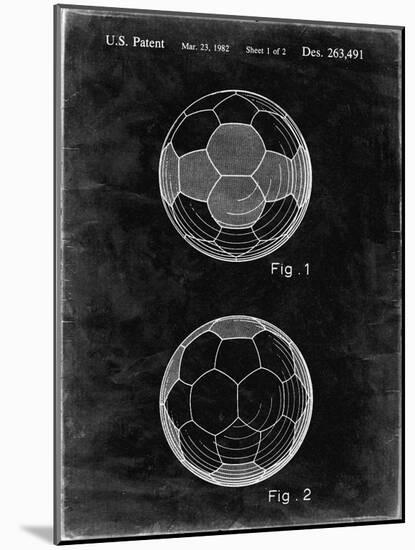 PP62-Black Grunge Leather Soccer Ball Patent Poster-Cole Borders-Mounted Premium Giclee Print