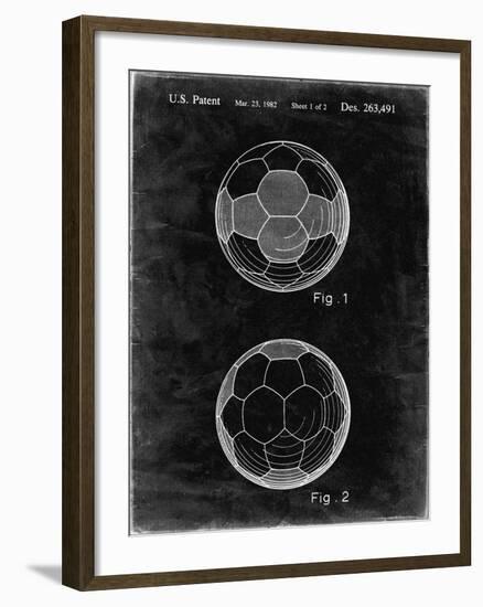 PP62-Black Grunge Leather Soccer Ball Patent Poster-Cole Borders-Framed Giclee Print