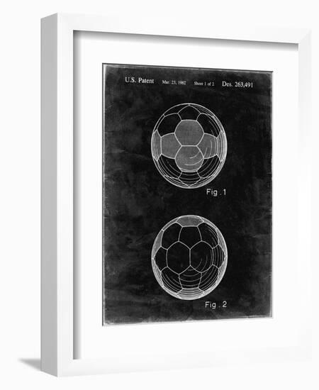 PP62-Black Grunge Leather Soccer Ball Patent Poster-Cole Borders-Framed Giclee Print