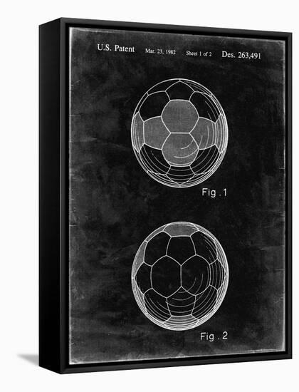 PP62-Black Grunge Leather Soccer Ball Patent Poster-Cole Borders-Framed Stretched Canvas