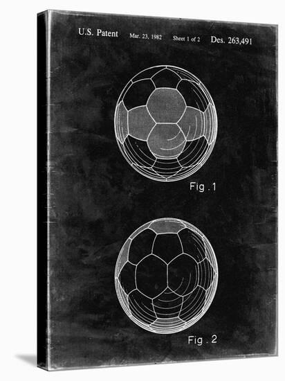 PP62-Black Grunge Leather Soccer Ball Patent Poster-Cole Borders-Stretched Canvas