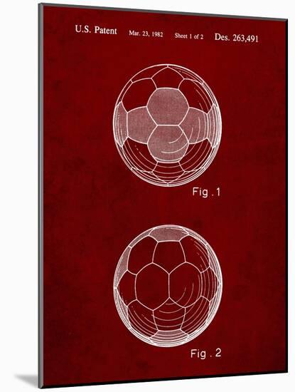 PP62-Burgundy Leather Soccer Ball Patent Poster-Cole Borders-Mounted Giclee Print