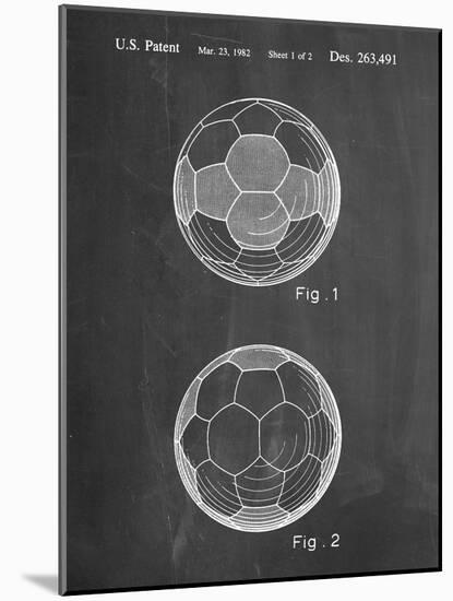 PP62-Chalkboard Leather Soccer Ball Patent Poster-Cole Borders-Mounted Giclee Print