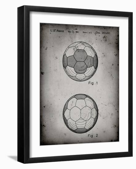 PP62-Faded Grey Leather Soccer Ball Patent Poster-Cole Borders-Framed Giclee Print