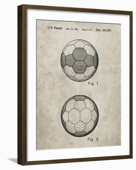 PP62-Sandstone Leather Soccer Ball Patent Poster-Cole Borders-Framed Giclee Print