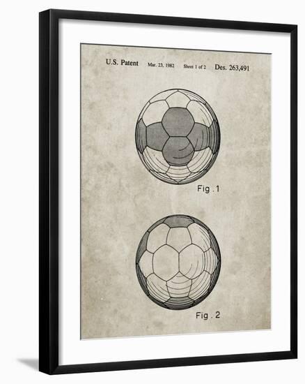 PP62-Sandstone Leather Soccer Ball Patent Poster-Cole Borders-Framed Giclee Print