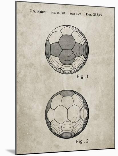 PP62-Sandstone Leather Soccer Ball Patent Poster-Cole Borders-Mounted Giclee Print