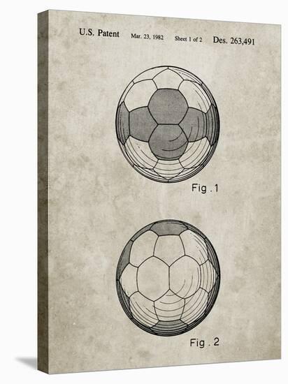 PP62-Sandstone Leather Soccer Ball Patent Poster-Cole Borders-Stretched Canvas