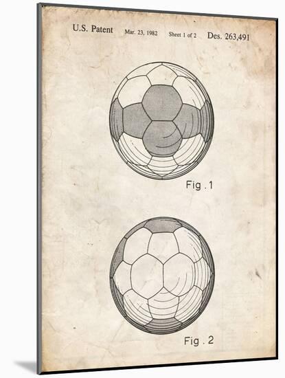 PP62-Vintage Parchment Leather Soccer Ball Patent Poster-Cole Borders-Mounted Giclee Print