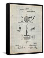 PP622-Antique Grid Parchment T. A. Edison Phonograph Patent Poster-Cole Borders-Framed Stretched Canvas