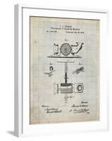 PP622-Antique Grid Parchment T. A. Edison Phonograph Patent Poster-Cole Borders-Framed Giclee Print