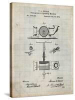 PP622-Antique Grid Parchment T. A. Edison Phonograph Patent Poster-Cole Borders-Stretched Canvas